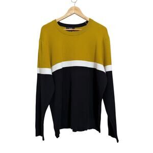 Magaschoni Men's Long Sleeve Waffle Knit Colorblock Lightweight Sweater Size XL